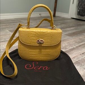 Yellow Crocodile-Embossed Women's Bag